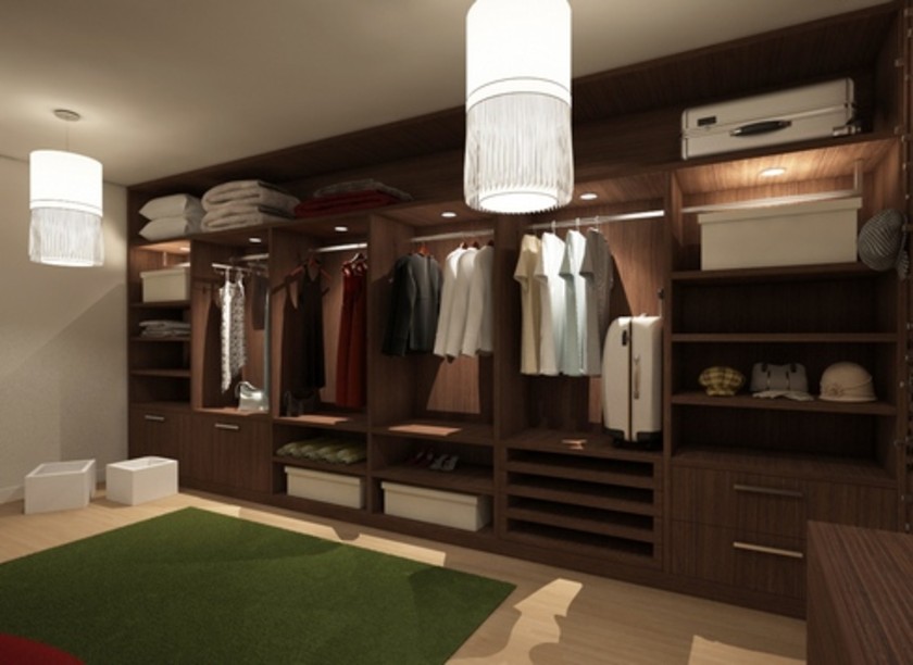 Классическая гардеробная комната из массива с подсветкой Королёв
